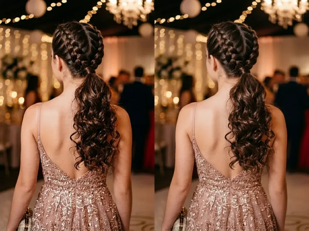 Double Dutch Braids into Curly Ponytail