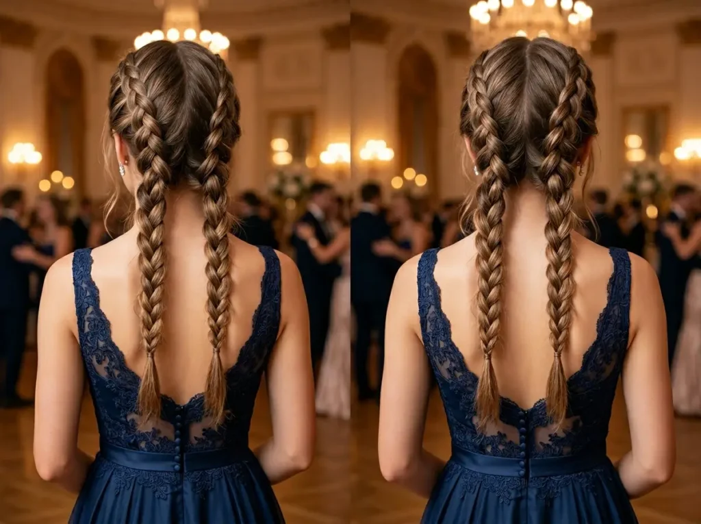 Double French Braids (Soft Finish)