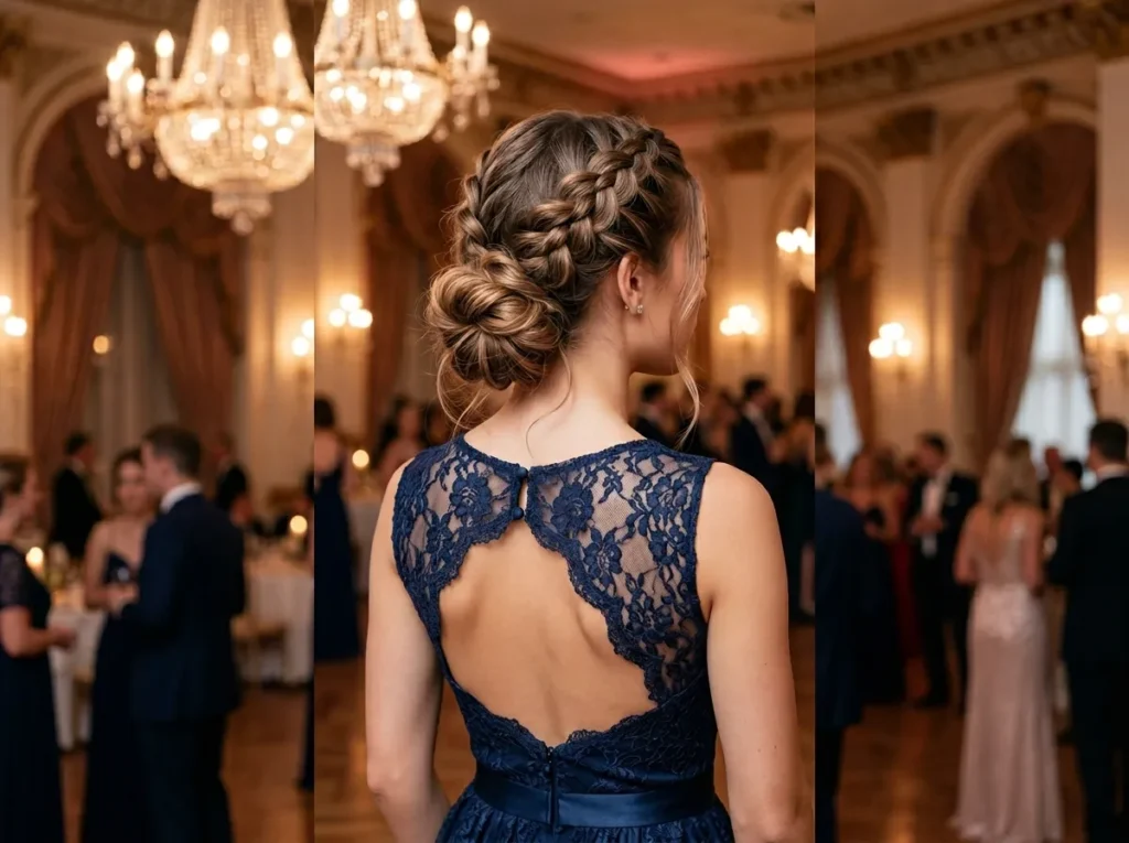 Double French Braids into Low Bun