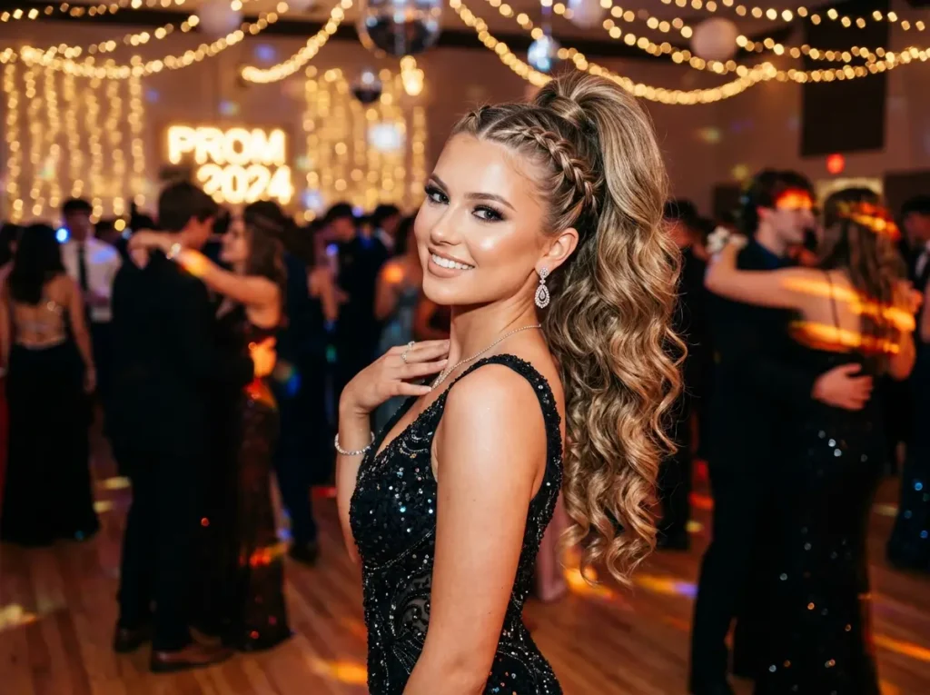Dutch Braid High Ponytail with Volume