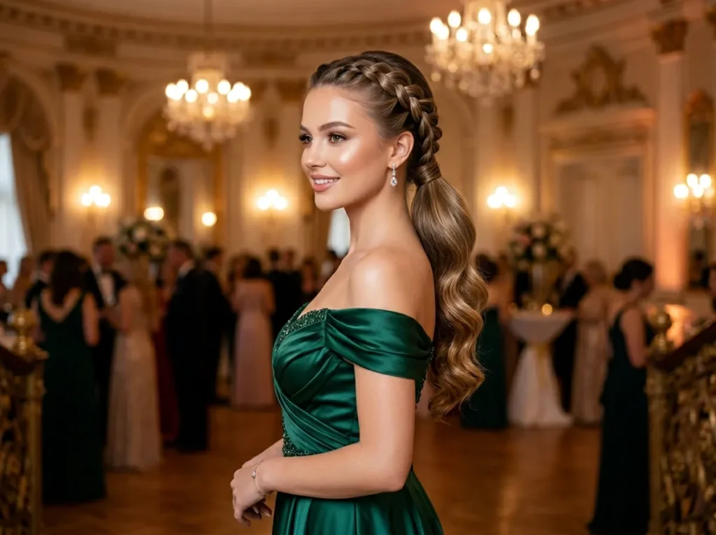 Dutch Braid into Side Ponytail