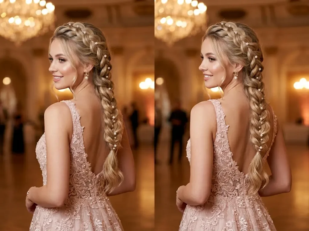 Dutch Braid with Pearl Accents