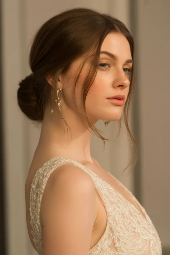 Elegant Low Bun with Loose Strands