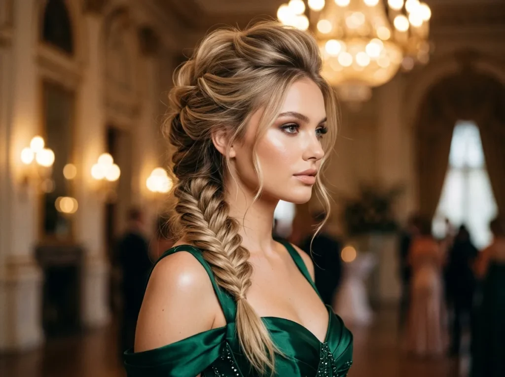 Fishtail Side Braid with Volume Crown