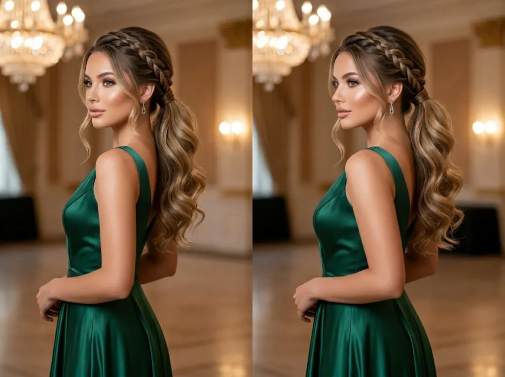 French Braid into Side Ponytail