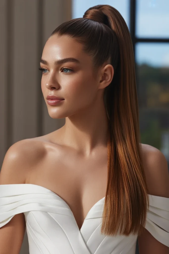 Glossy Straight Ponytail