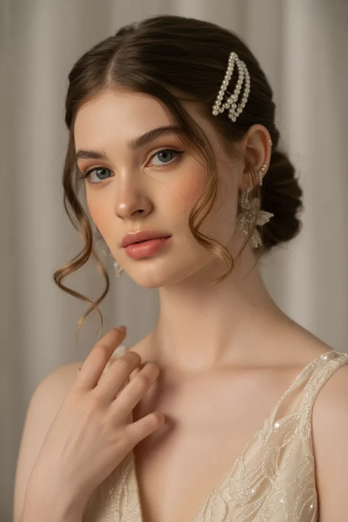 Half-Up Pearl Clip Style