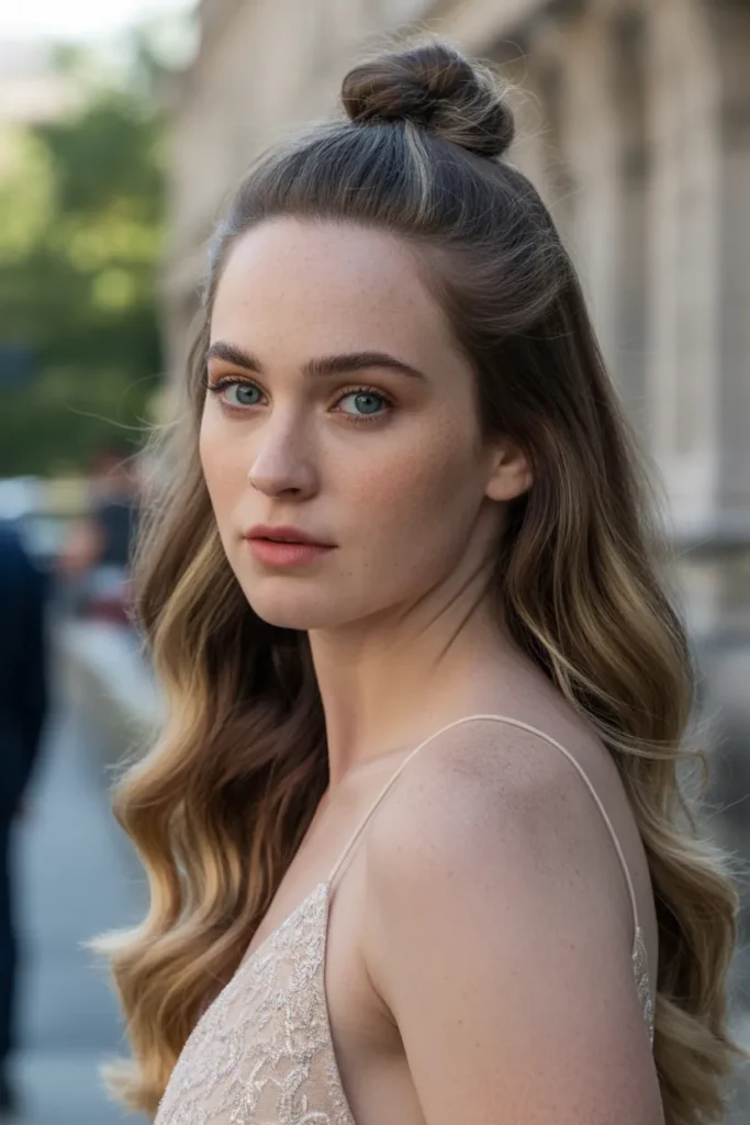 Half-Up Top Knot with Waves