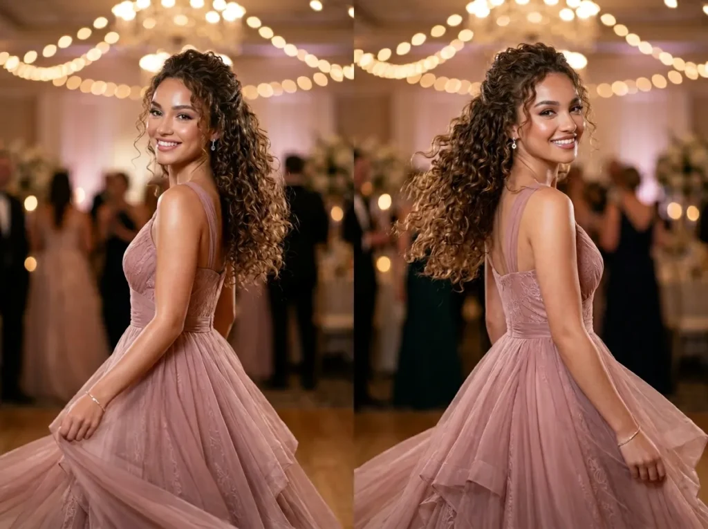 Half Up with Curly Layers
