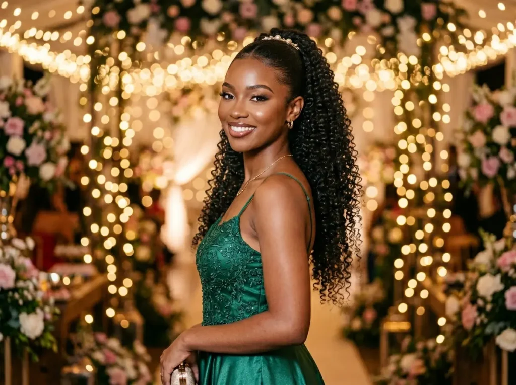 Half Up with Defined Curl Pattern