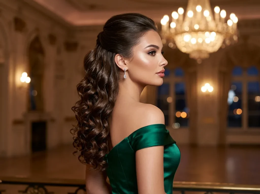 Half Up with Glam Defined Ringlets