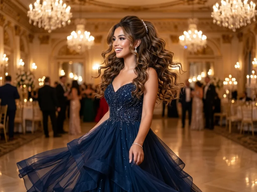 Half Up with Layered Big Curls