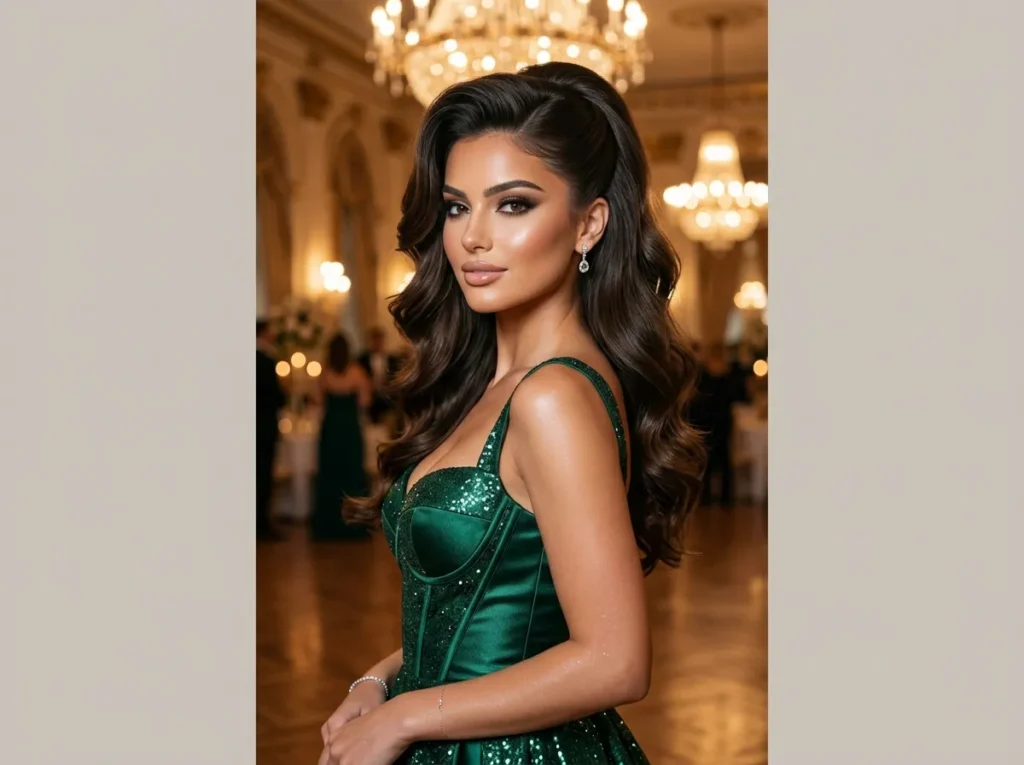 Half Up with Side Part Volume