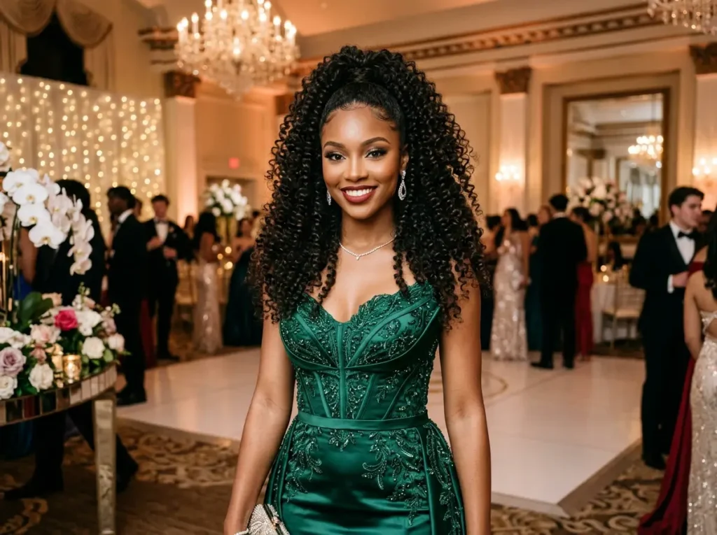Half Up with Tight Defined Curls
