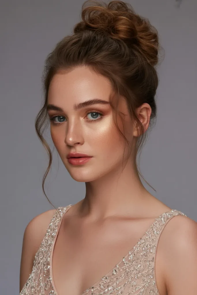 High Bun with Soft Tendrils