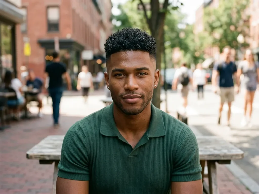 High Fade with Curly Top