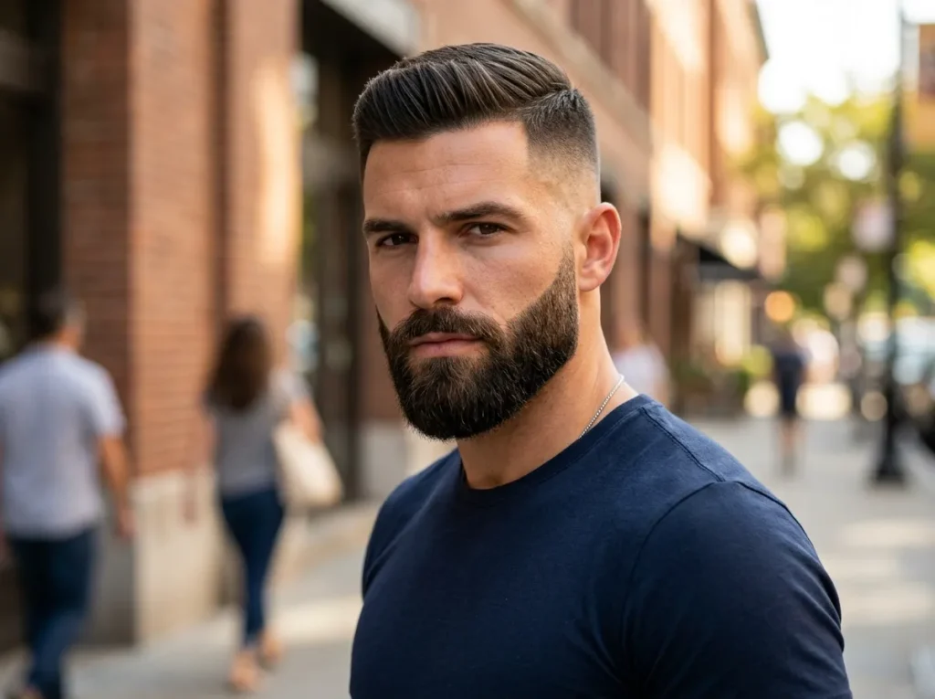 High Fade with Full Beard (Trimmed)
