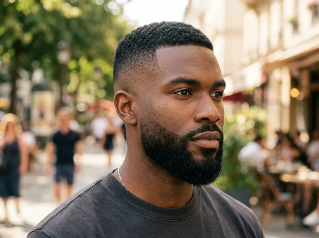 High Fade with Tapered Beard
