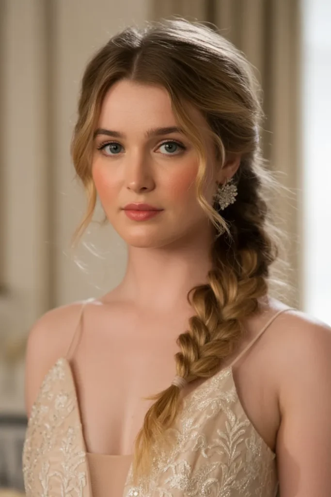 Loose Side French Braid with Waves