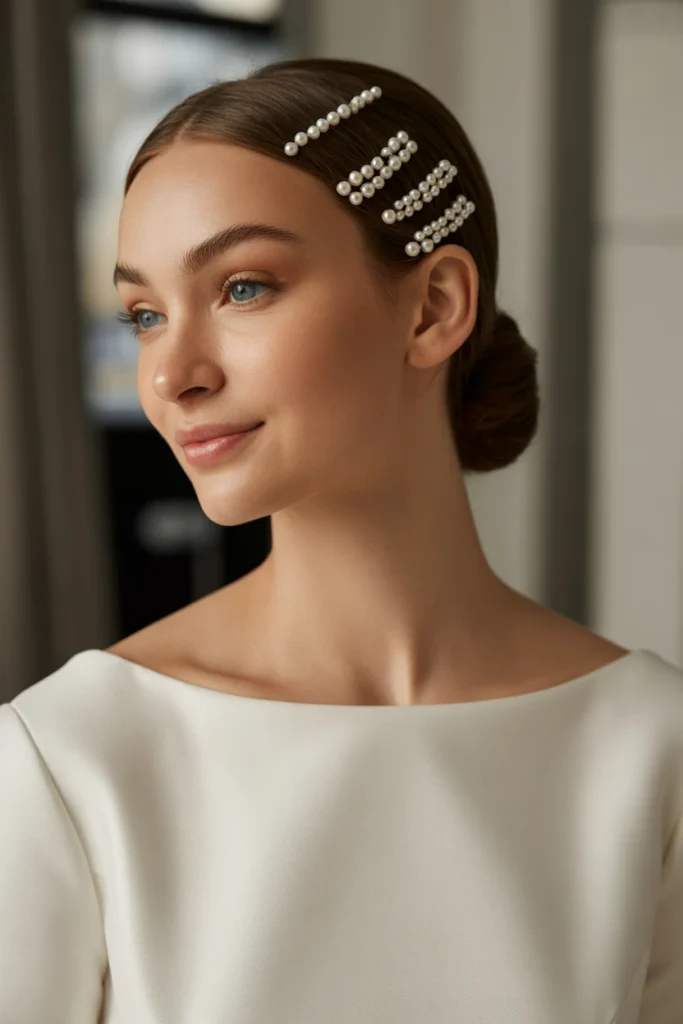 Low Bun with Pearl Accents