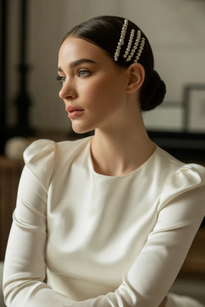 Low Bun with Pearl Accents