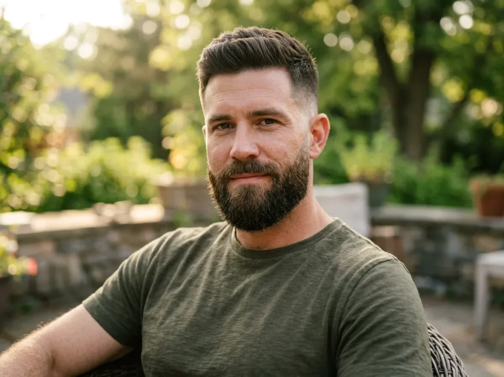 Low Fade with Beard with Natural Texture