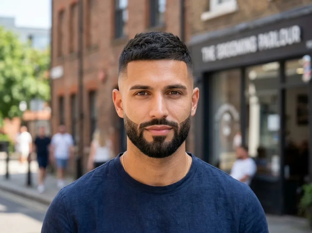 Low Fade with Boxed Beard