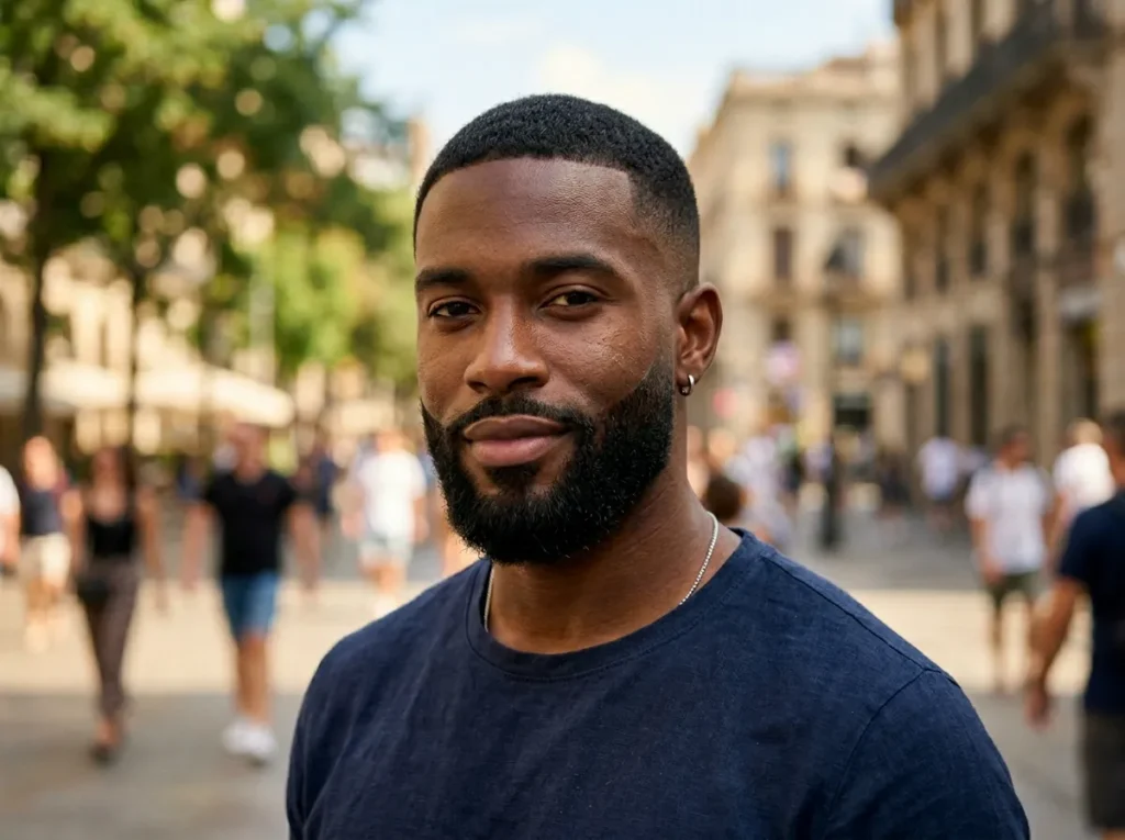 Low Fade with Defined Beard