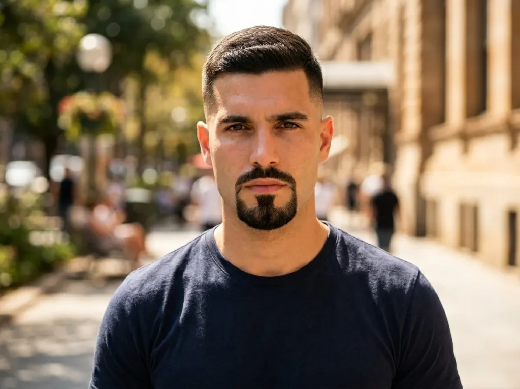 Mid Fade with Goatee Beard