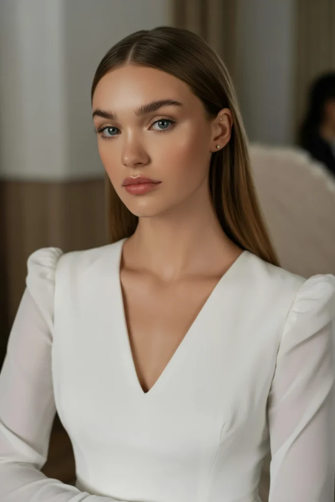 Minimalist Straight Hair Tucked Behind Ears