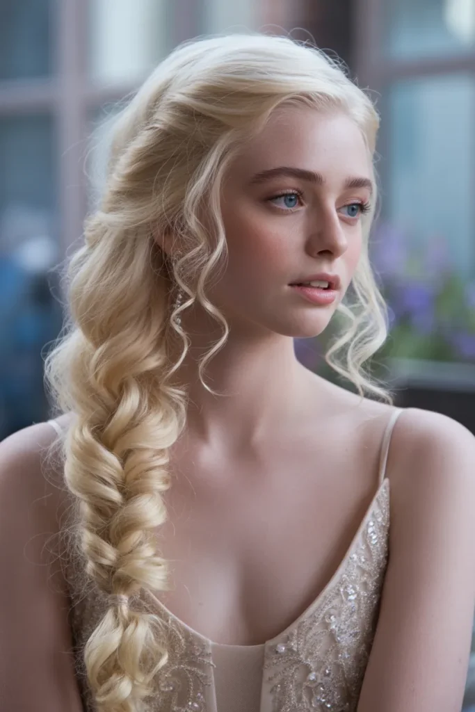 Romantic Waterfall Braid with Curls