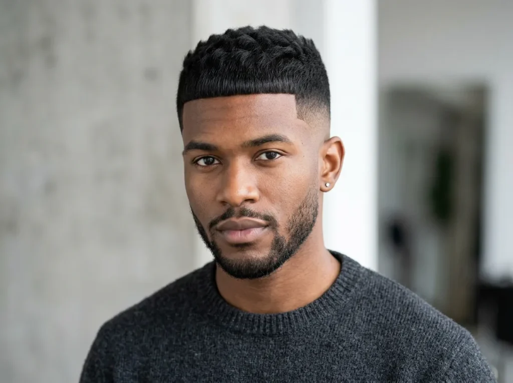 Short Caesar Cut with Clean Edges