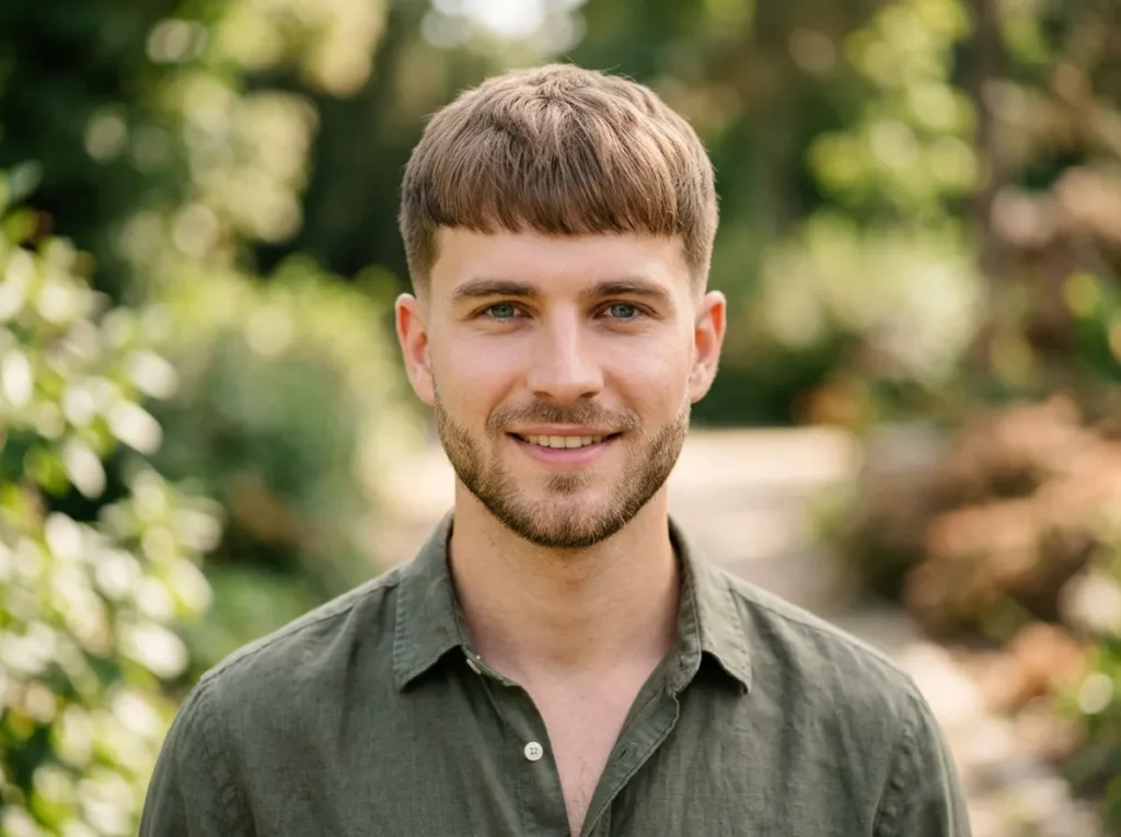 Short Fringe with Light Beard