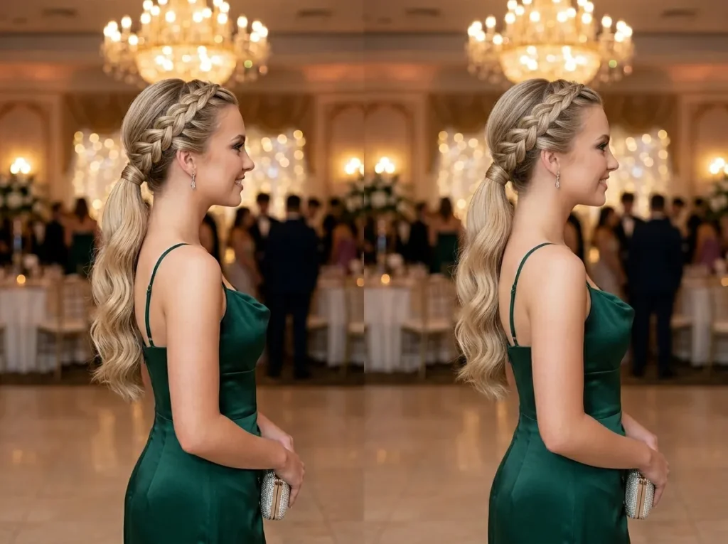 Side Braid with Low Pony Blend
