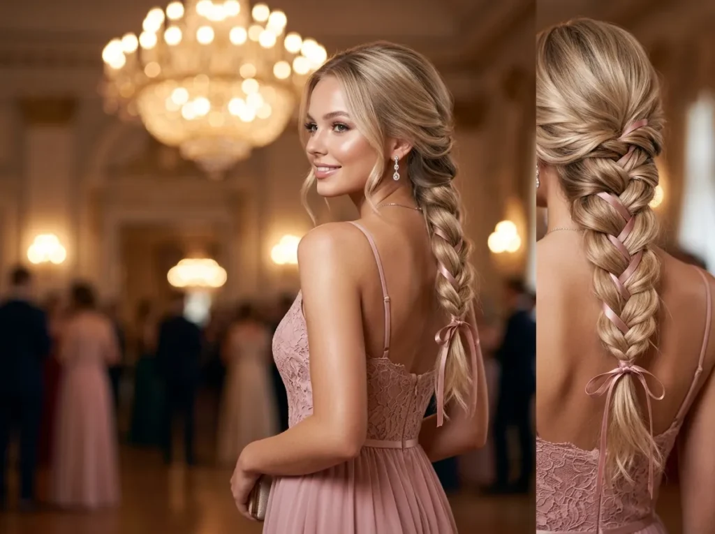 Side Braid with Ribbon Detail