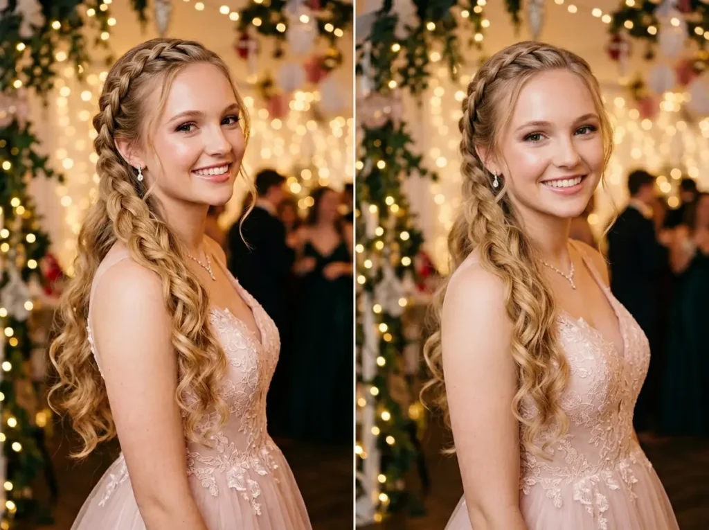 Side Dutch Braid with Curls