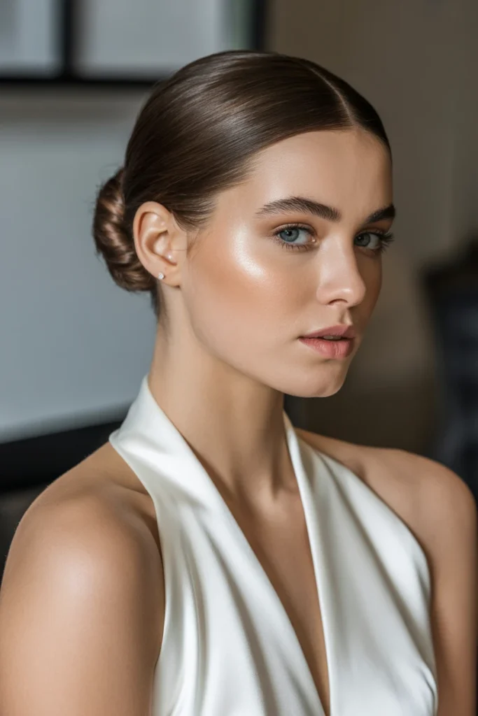 Side-Part Sleek Bun