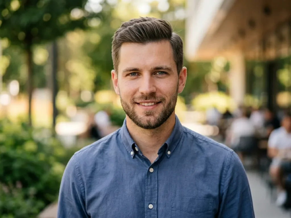 Side Part with Short Beard