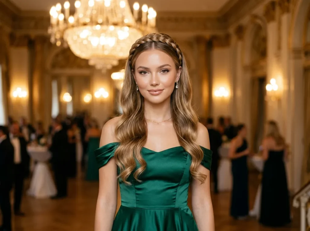 Simple Crown Braid Half Up