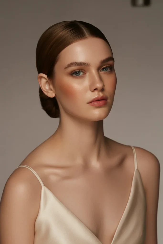 Simple Low Bun with Middle Part