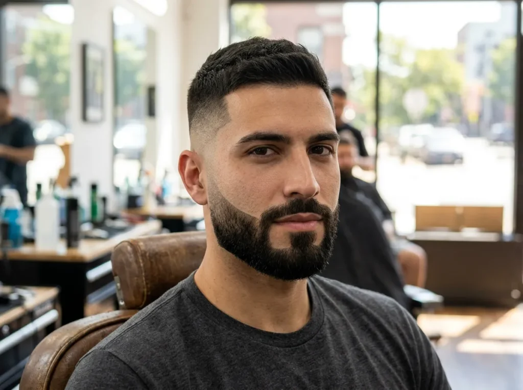 Skin Fade with Boxed Beard
