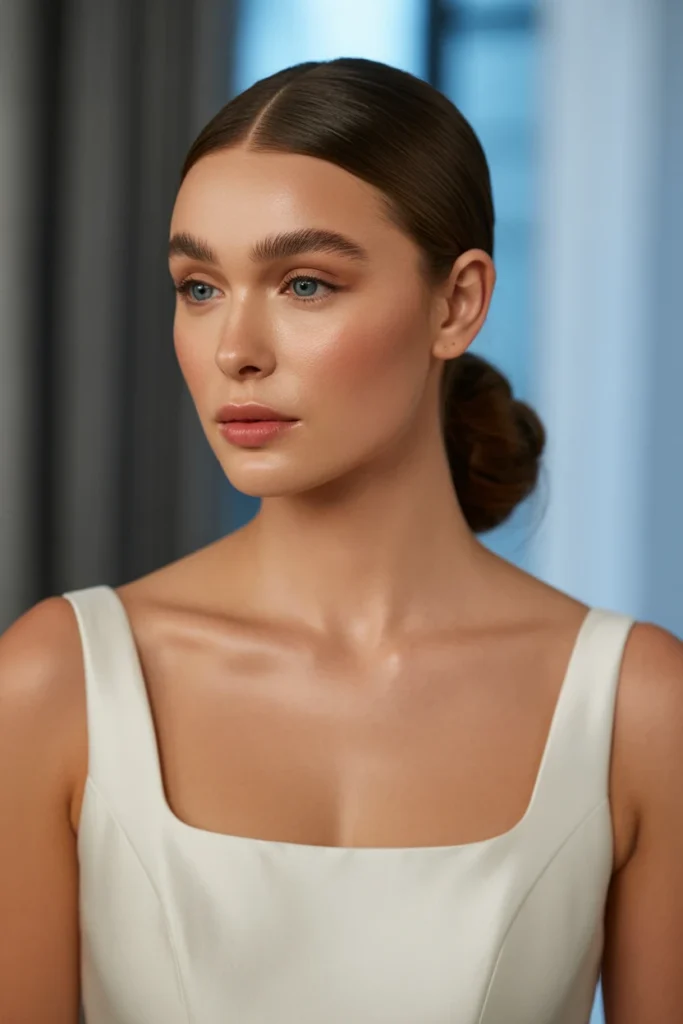 Sleek Center-Part Low Ponytail