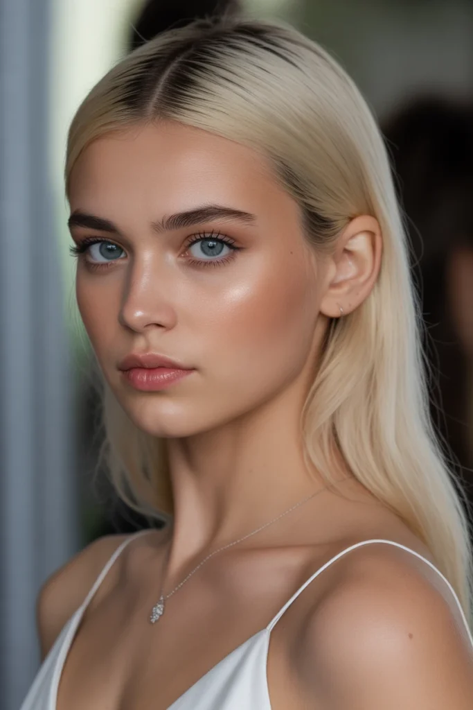 Sleek Half-Up Straight Style