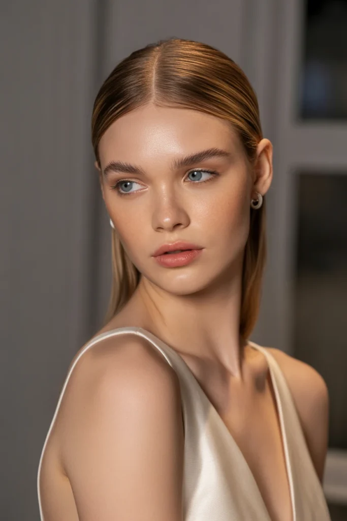 Sleek Half-Up with Middle Part