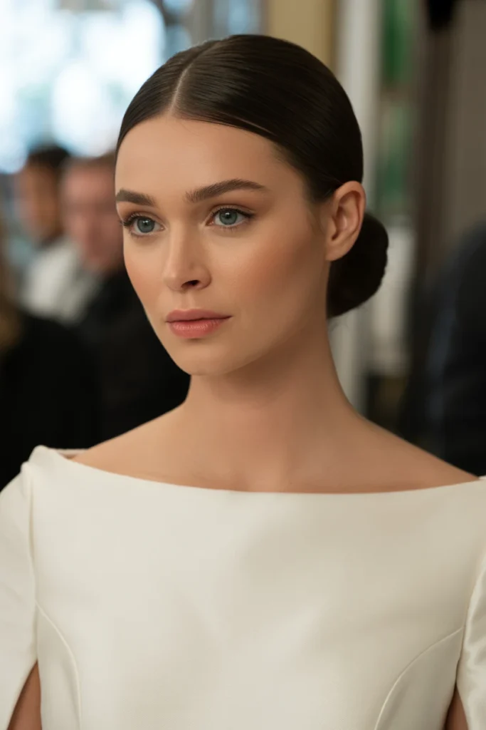 Sleek Low Bun with Center Part