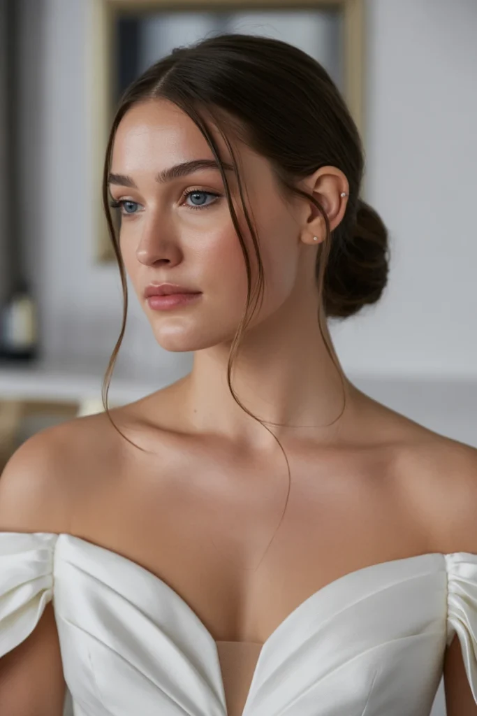 Sleek Low Bun with Soft Strands