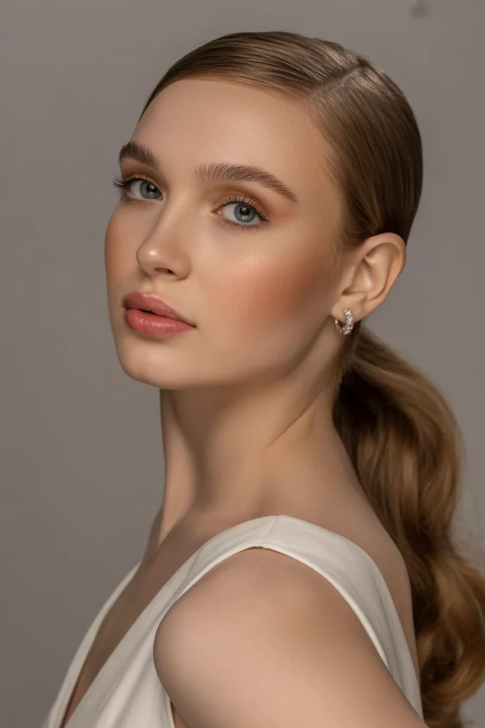 Sleek Low Ponytail with Waves