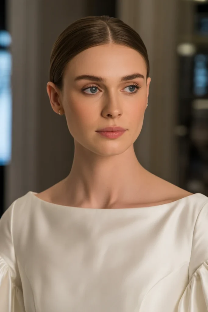 Sleek Straight Hair Tucked Behind Ears