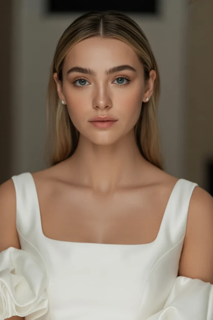 Sleek Straight Hair with Tucked Sides