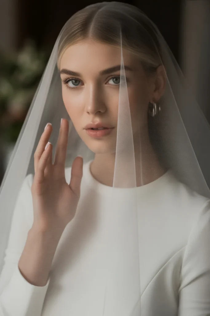 Sleek Straight Hair with Veil